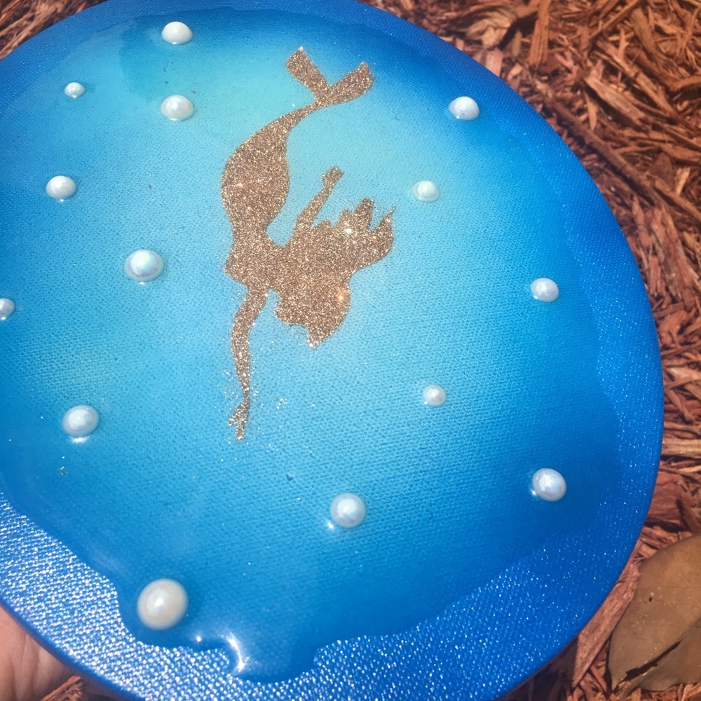 Mermaid Resin Oval Canvas Wall Hanging